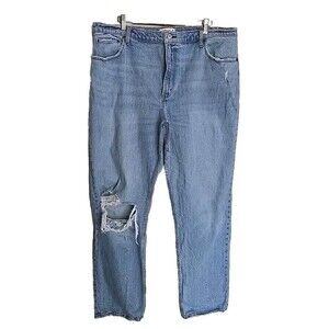 ABERCROMBIE & FITCH Ultra High Rise 90s Straight Jean Wide Leg Sz 34 distressed